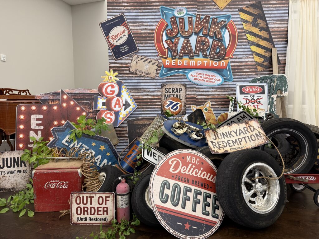 Junkyard Redemption VBS stage decorations and printable church decor